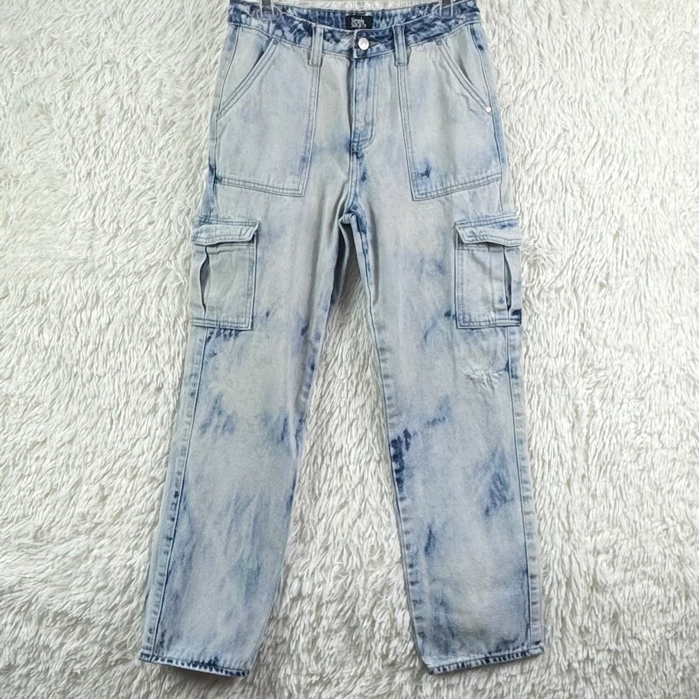 Simple Society Acid Wash Cargo Jeans Size 7/28